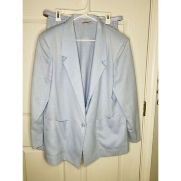 Vintage JBJ Sportswear Blue Long Skirt Suit Sz 16? Belt & 2 Pockets USA *Flaw* - Picture 1 of 10